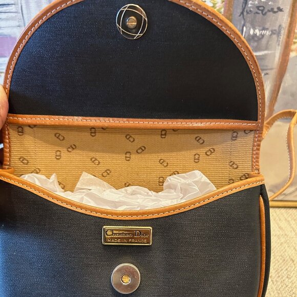 Vintage Christian Dior Black Canvas & Brown Leather Crossbody Bag - Picture 4 of 11